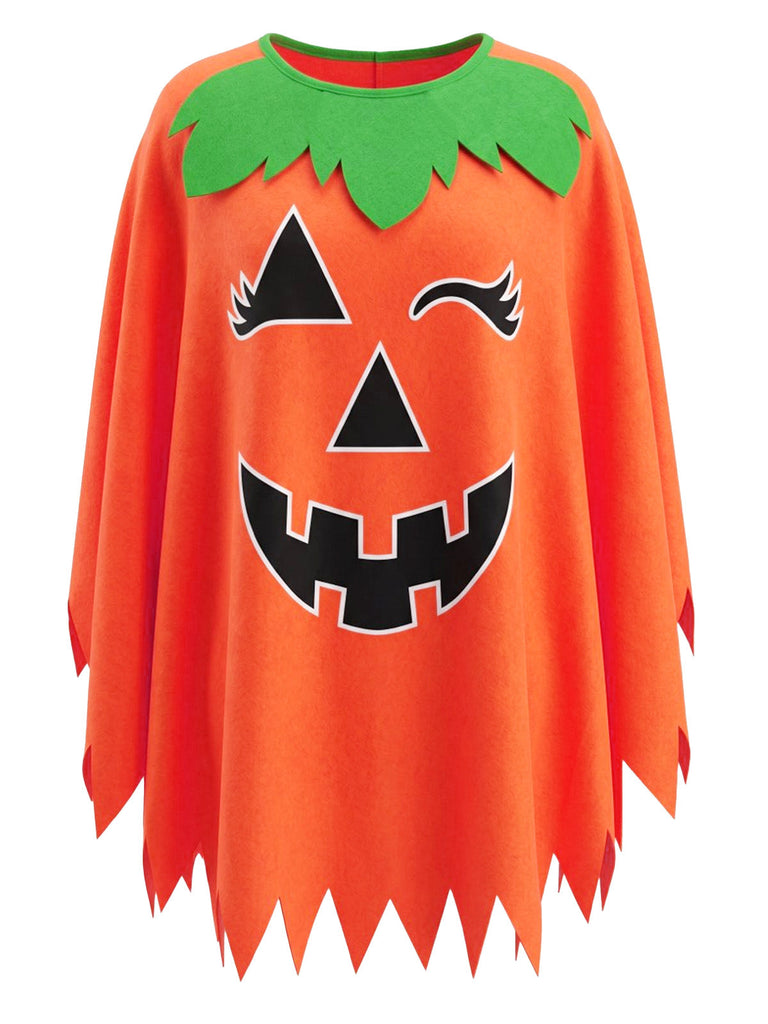 40er Halloween-Umhang mit Leuchtkürbis und Haarreif