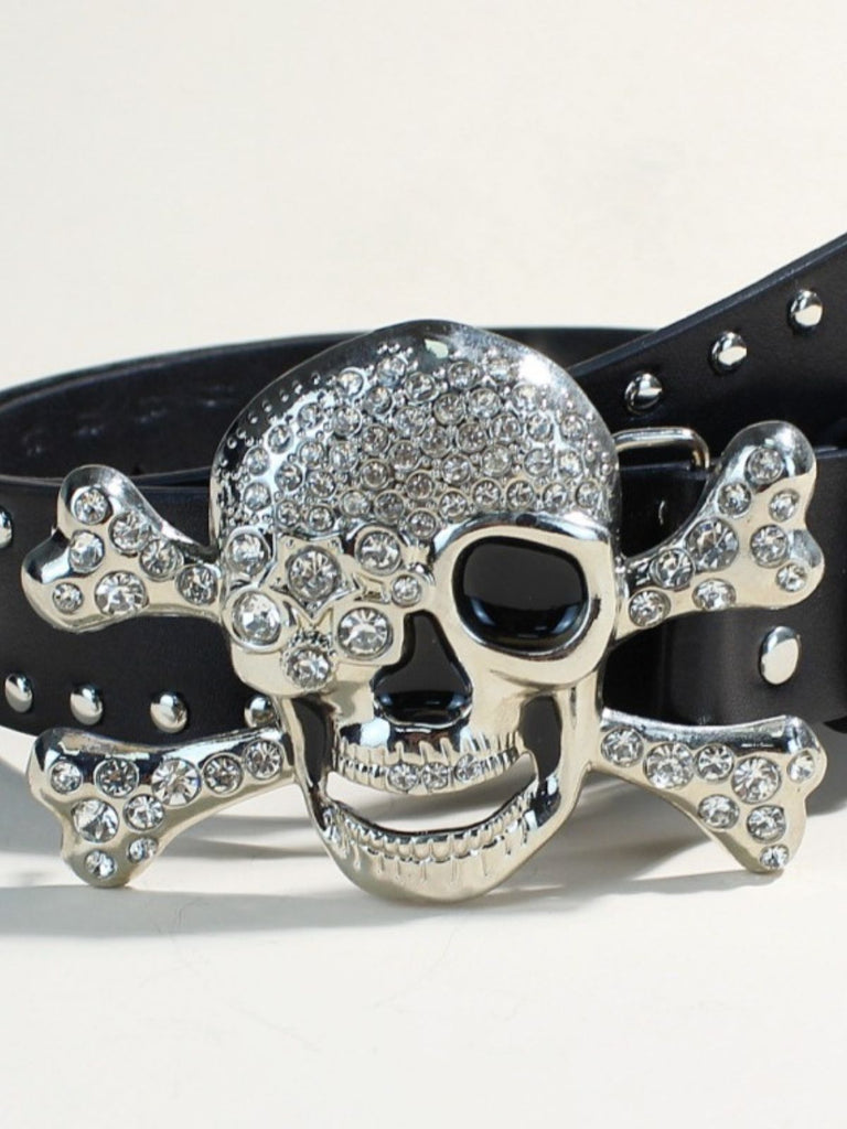 Halloween Gothic Accessoire-Gürtel mit Totenkopf und Strass