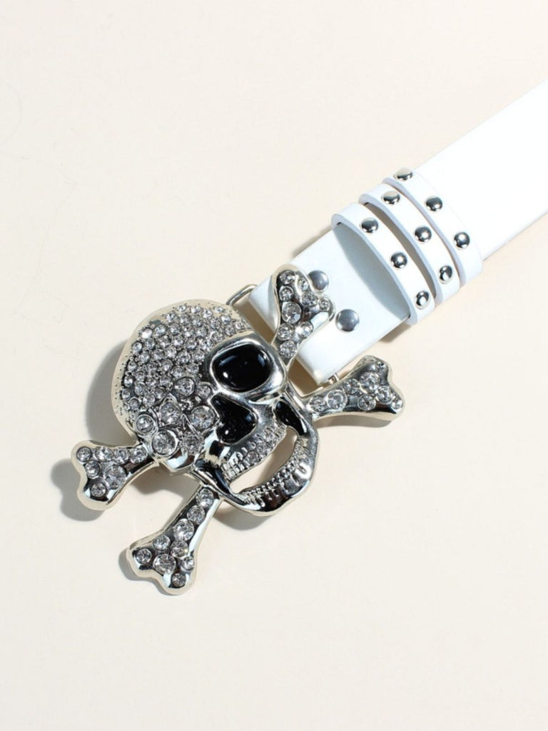 Halloween Gothic Accessoire-Gürtel mit Totenkopf und Strass