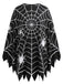 Schwarzes 60er Halloween Cape mit Spinnennetz-Print