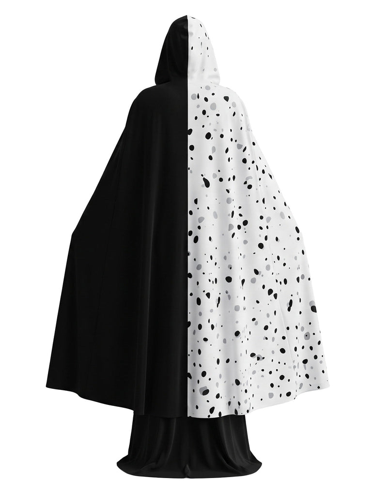 30er Cruella-inspiriertes Cape-Kleid-Set mit Polka-Dots
