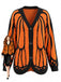 Orange 50er Strick-Cardigan mit Schmetterling