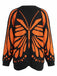 Orange 50er Strick-Cardigan mit Monarchfalter-Muster