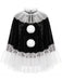 80er Gothic Set mit Samt-Cape, Tüll-Strumpfhose und Pompons