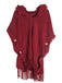 50er Boho-Strickponcho mit Kapuze, Knöpfen und Fransen