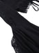 Schwarzes 70er Gothic Cape mit Spitze und Glockenärmeln