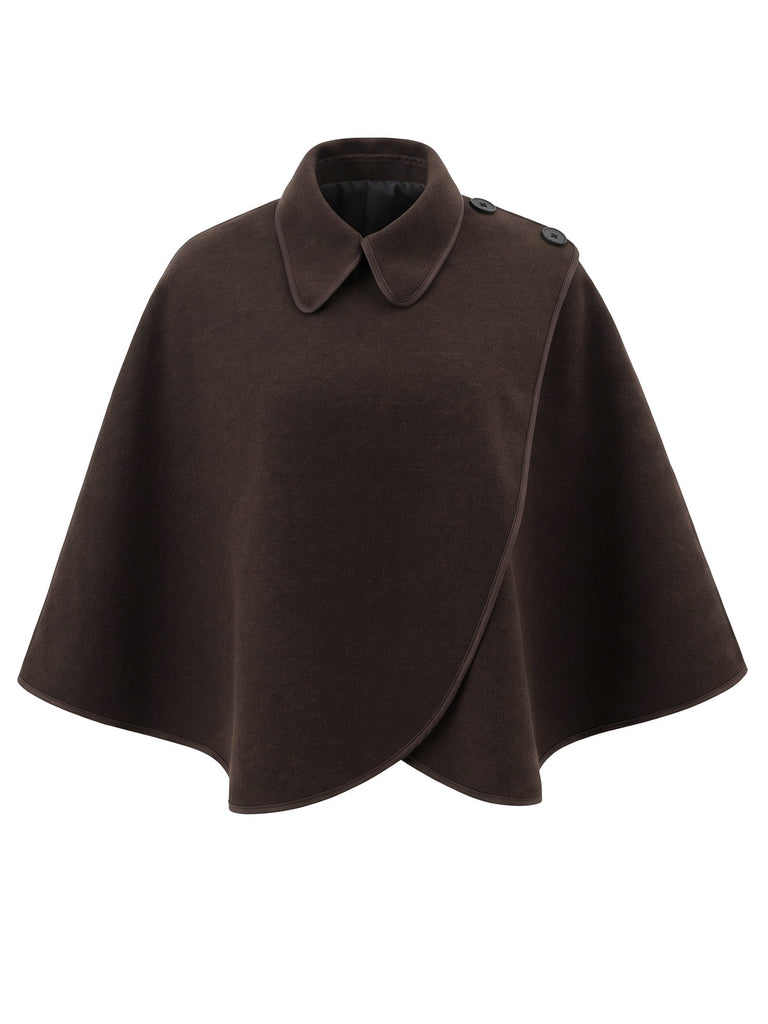 70er Cape mit asymmetrischer Schulterknopfleiste