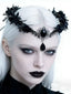 Schwarzes Gothic-Haarband mit Dornen und Edelstein