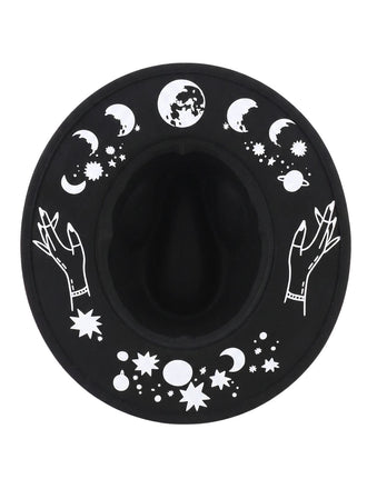 Schwarzer Halloween Gothic Hut mit Print