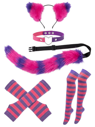 Cosplay-Accessoire-Set mit Tierohren-Haarreif und Schwanz