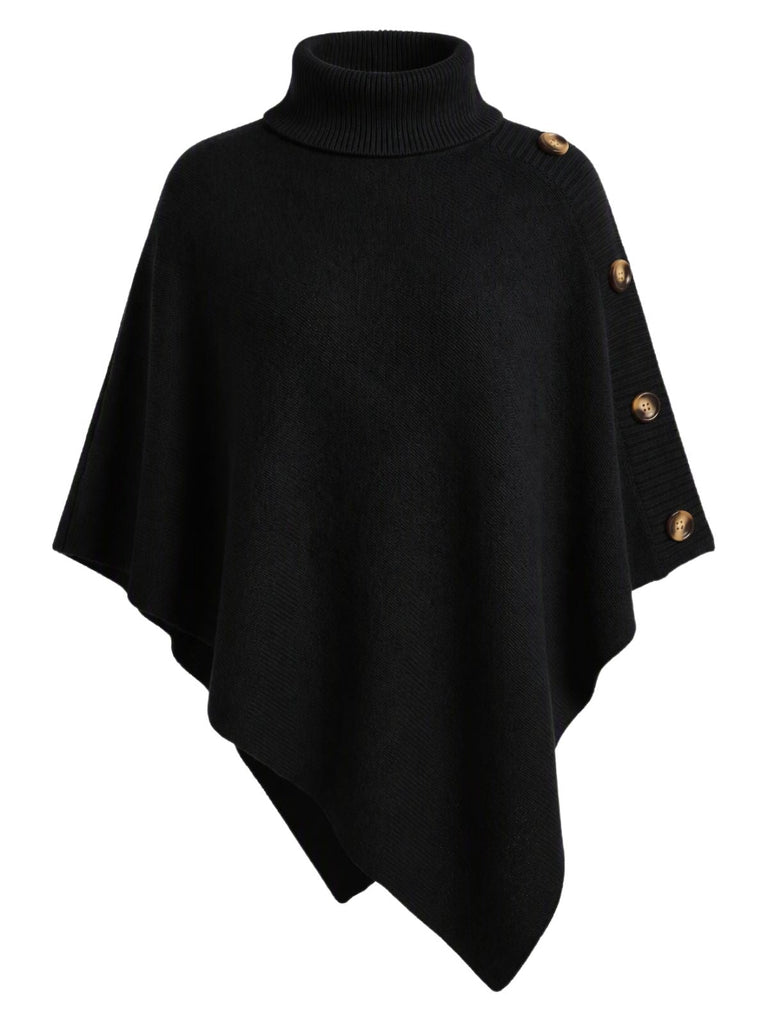 50er Strickponcho mit Rollkragen