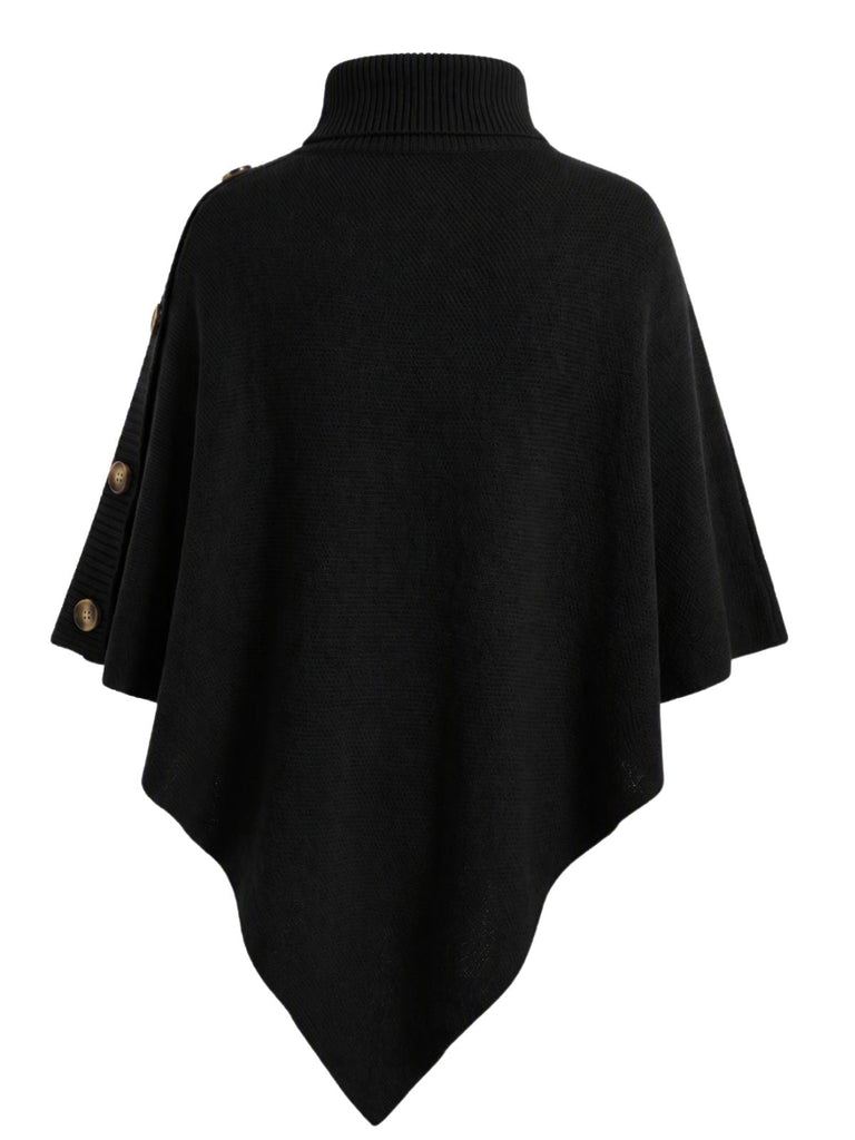 50er Strickponcho mit Rollkragen
