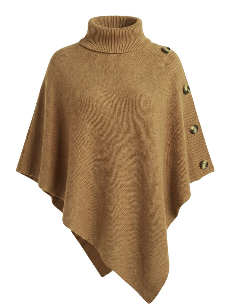 50er Strickponcho mit Rollkragen