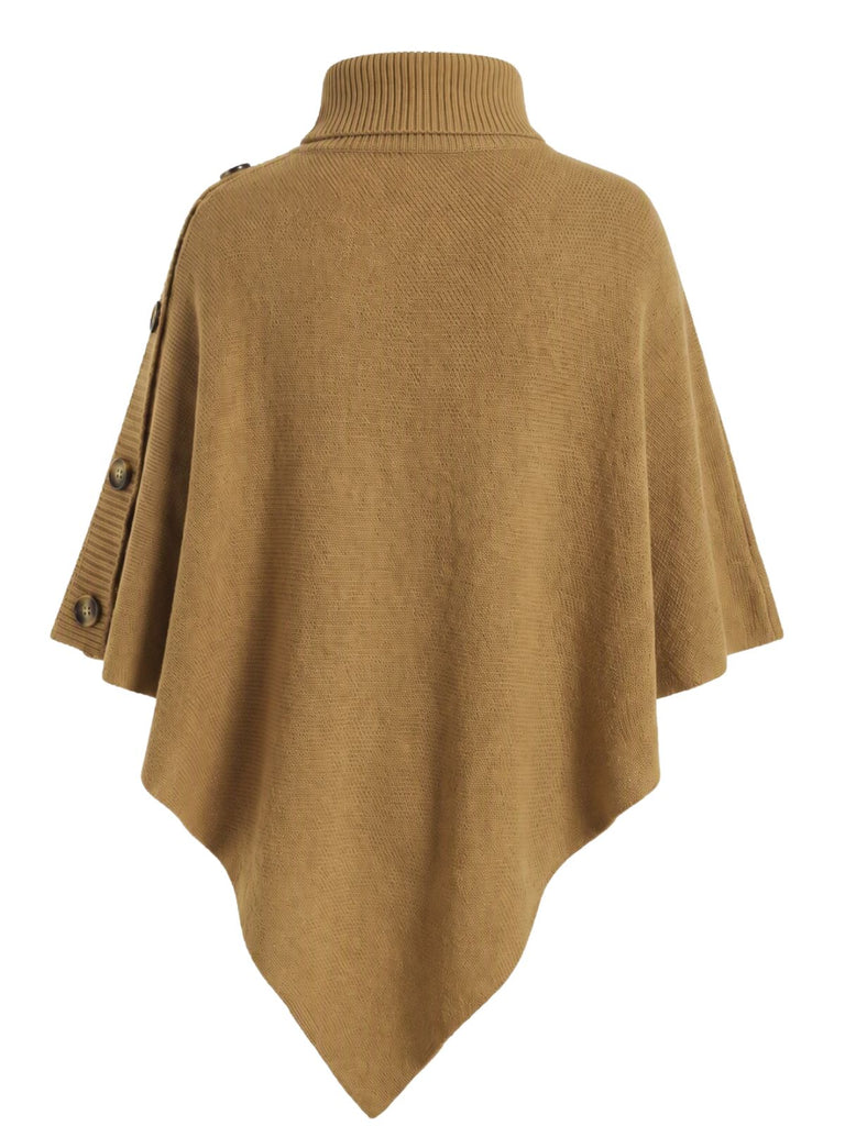 50er Strickponcho mit Rollkragen