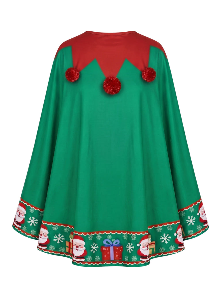 40er Weihnachtselfen-Cape mit Bommeln und Glöckchen
