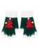 Fingerlose Weihnachts-Strickhandschuhe mit Tannenbäumen und Bommeln