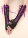 Schwarz Gothic Party Schnürung Hälfte Finger Handschuhe