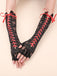 Schwarz Gothic Party Schnürung Hälfte Finger Handschuhe