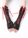 Schwarz Gothic Party Schnürung Hälfte Finger Handschuhe