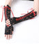 Schwarz Gothic Party Schnürung Hälfte Finger Handschuhe