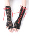Schwarz Gothic Party Schnürung Hälfte Finger Handschuhe