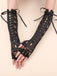 Schwarz Gothic Party Schnürung Hälfte Finger Handschuhe