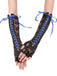 Schwarz Gothic Party Schnürung Hälfte Finger Handschuhe