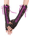 Schwarz Gothic Party Schnürung Hälfte Finger Handschuhe