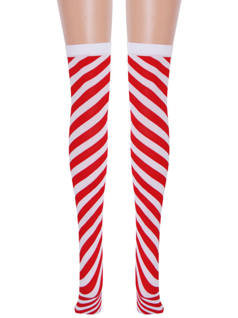 Rot & Weiß Streifen Weihnachten Kniestrümpfe