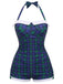 Gelb Gingham 1950er Schleife Neckholder Badeanzug