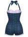 Gelb Gingham 1950er Schleife Neckholder Badeanzug