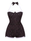 Schwarz & Rosa 1950er Polka Dots Schleife Neckholder Badeanzug