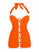 Marineblau 1950er Falten Halter Badeanzug