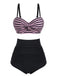 40er Bikini-Set mit Streifen und Colorblock in Rosa