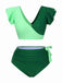 1950er Farbblock Rüschen Gerüschtes Bogen Bikini Set