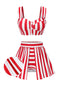 [Vorverkauf] Rot 1950er Streifen Spaghetti Träger Bikini Set