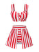 [Vorverkauf] Rot 1950er Streifen Spaghetti Träger Bikini Set