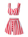 [Vorverkauf] Rot 1950er Streifen Spaghetti Träger Bikini Set