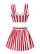 [Vorverkauf] Rot 1950er Streifen Spaghetti Träger Bikini Set