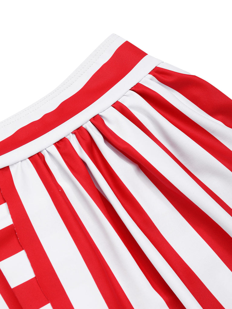 [Vorverkauf] Rot 1950er Streifen Spaghetti Träger Bikini Set