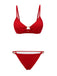 Rotes 60er Glitzer Ring-Bikini Set