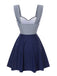 [Vorverkauf] Blau 1940er Breit-Träger Streifen Badekleid