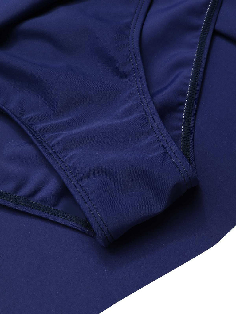 [Vorverkauf] Blau 1940er Breit-Träger Streifen Badekleid
