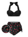 Schwarz 1950er Halter Kirsche Bikini Set