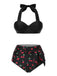 Schwarz 1950er Halter Kirsche Bikini Set