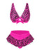 Rosa 1950er Träger Zebra Bikini Set