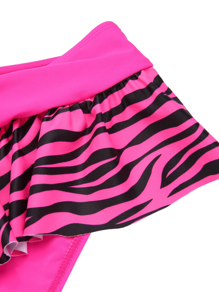 Rosa 1950er Träger Zebra Bikini Set