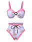 Rosa 1950er Rüschen Hem Blumen Bikini Set