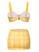 3PCS Gelb 1950er Plaid Bikini Set