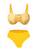 3PCS Gelb 1950er Plaid Bikini Set